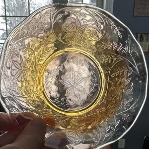 Floral Embossed Carnival Glass Candy Dish
